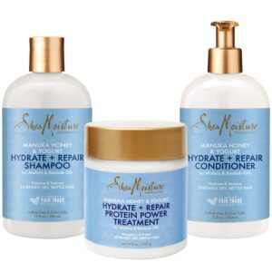 SHEA MOISTURE MANUKA HONEY & YOGURT HYDRATE + REPAIR CONDITIONER, SHAMPOO & PROTEIN POWER TREATMENT