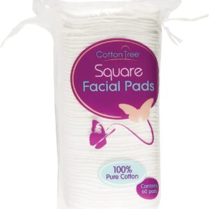 COTTON TREE SQUARE FACIAL PADS 60 PADS
