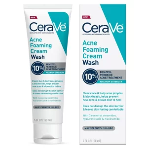 CERAVE ACNE FOAMING CREAM WASH 10% BENZOYL PEROXIDE