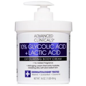 Advanced Clinicals 10% Glycolic + Lactic Acid Exfoliating Cream
